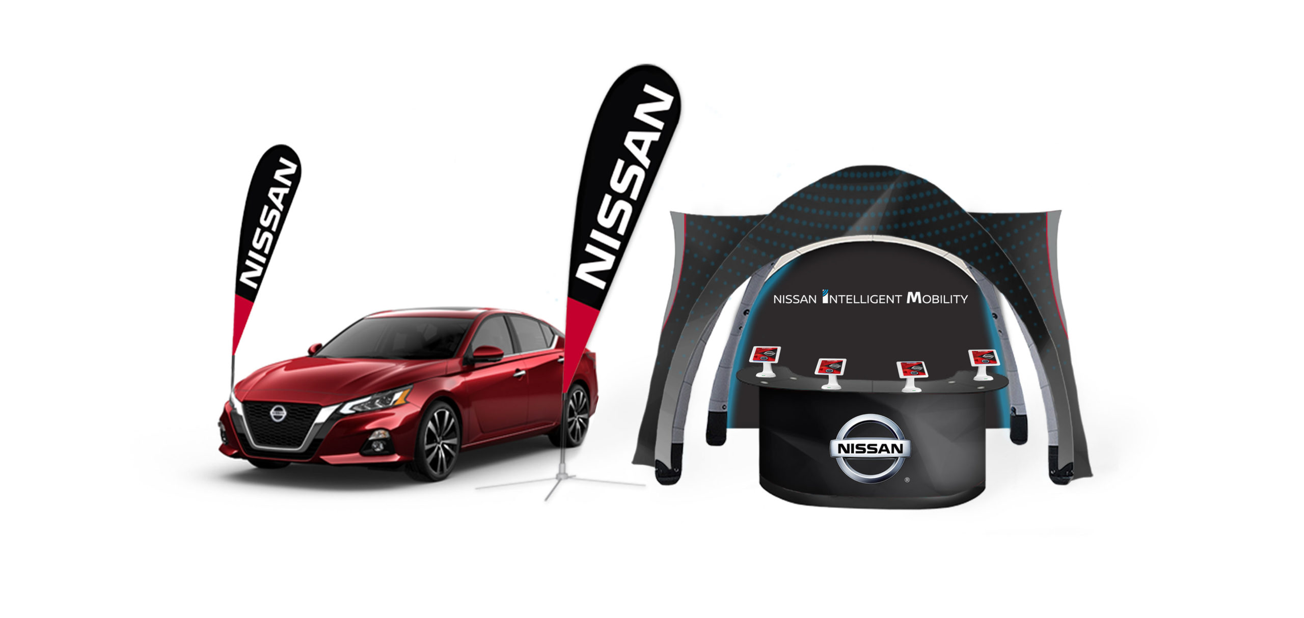 Nissan tent and banners